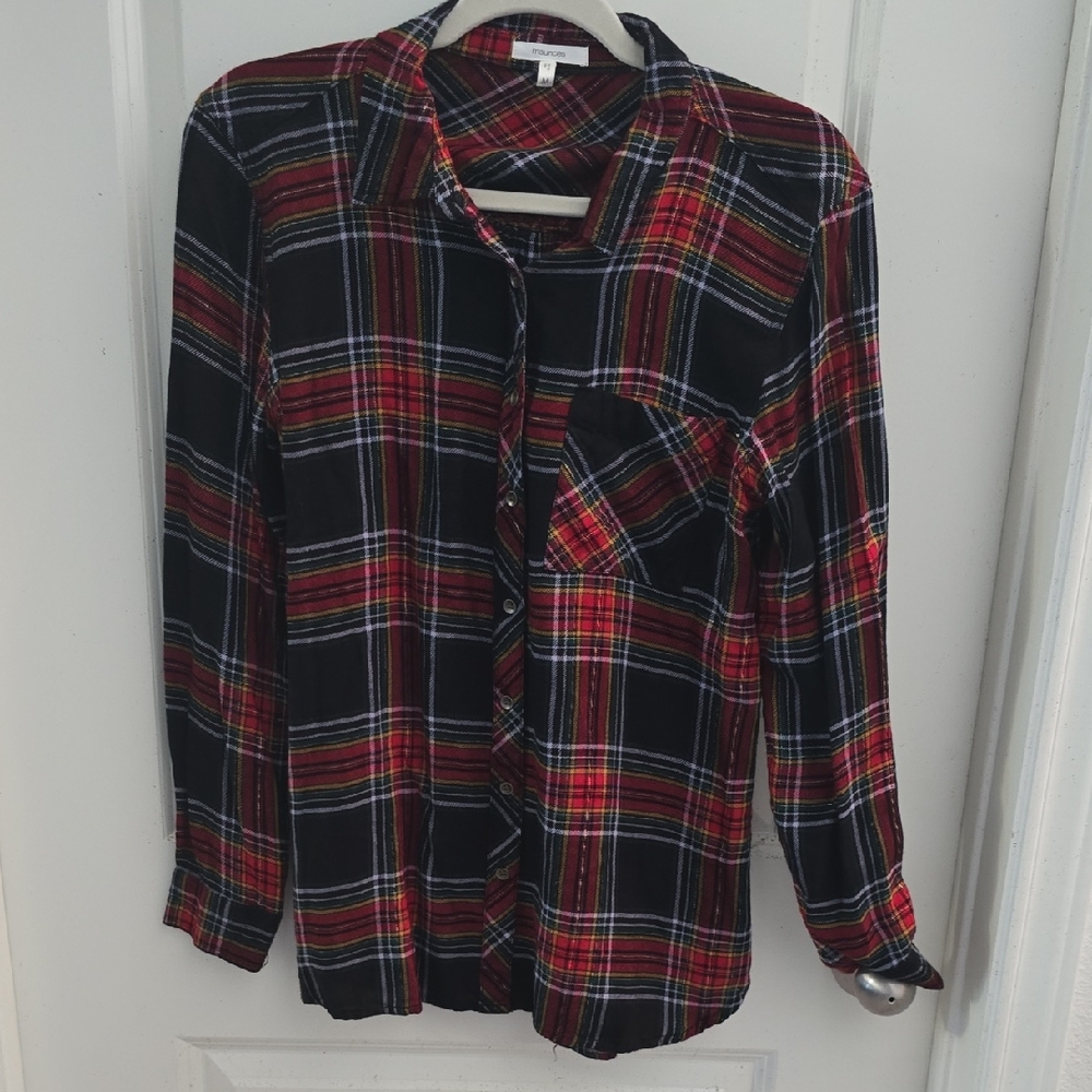 Maurices Red and Black Plaid Shirt - Picture 1 of 4